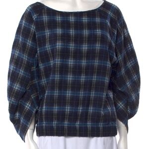 Zero + Maria Cornejo plaid navy and black, wool top